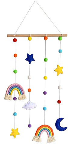 Duendhd Babyzimmer zum Aufhängen von Fotos, Regenbogen-Wandbehang, Organizer, Heimdekoration für Bilder oder Kinder-Haarnadel (A)