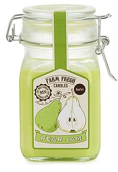 Balvi Bougie parfumée Farm Fresh Couleur Vert Design de Pot de Confiture. Parfum Poire Cire/Verre