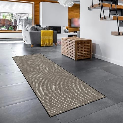 YANHONG Wohnteppich oder Läufer Teppich-Läufer 110 x 440 cm Anpassbar rutschfest Velours Lang Eingangsteppich Fußmatte mit Anti-Rutsch Unterseite für Drinnen und Draußen, Grau