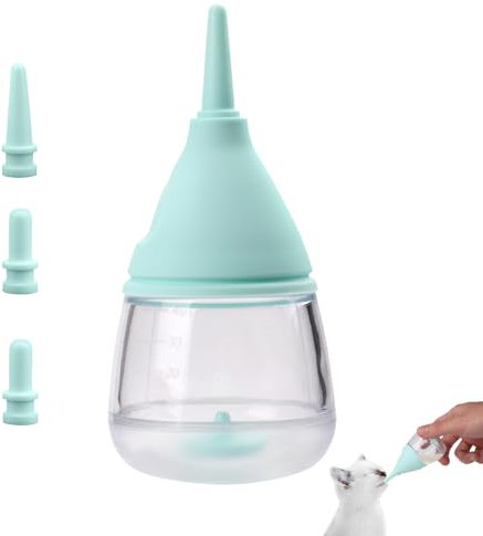 lasuroa Biberons Chaton, avec 3 Tétines Silicone Remplaçables Biberons Allaitement pour Chiots Anti-Étouffement Kit d'alimentation Réutilisable Chaton Accessoires pour Animaux Compagnie Nouveau-nés