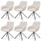 Juskys Drehstuhl Clyde mit Armlehne 6er Set - Esszimmerstuhl modern mit Stoff Bezug - Polsterstuhl Esszimmer - 120 kg belastbar - Stuhl Cord Beige