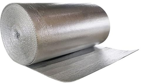 Foil Insulation Roll Self Adhesive Reflective Aluminium Foam Insulation Aluminum Bubble Heat Thermal Reflector Panels, Foil Insulation Roll for Floors, Roofs, Garage Doors and Camper Vans(1x6m)