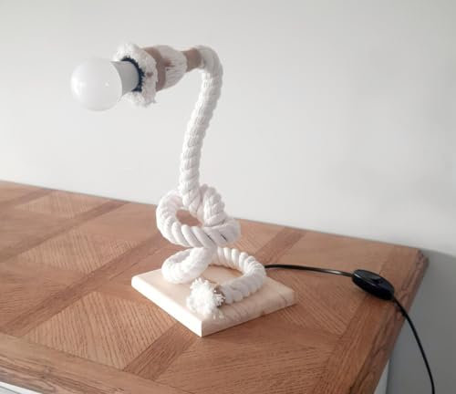 Solenzo - Lampe à poser - lampe de bureau flexible en corde - lampe de chevet bord de mer - ampoule E27 offerte