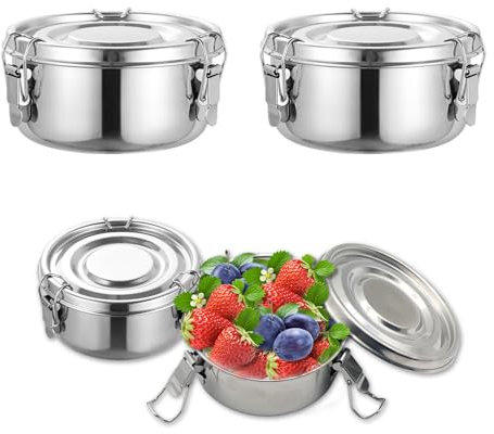 Goiern 2 Stück Edelstahl Frischhaltedose, Lebensmittelbehälter Kinder, Klein Dosen, Snackbox, Meal Prep Vorratsdose, Lunchbox Auslaufsicher Geeignet für Snacks, Obst