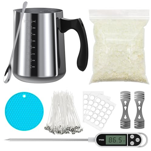 Ohcans Candle Making Kit Supplies, Soy Wax DIY Candle Making for Adults, with 900ml Candle Make Pouring Pot, Candle Wicks, Wicks Sticker, Wicks Holder, Thermometers