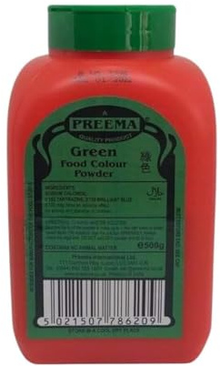 Preema Green Food Colour Powder 500g Pack - Halal, Vegetarian