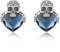 Totenkopf Ohrringe 925 Sterling Silber Totenkopf Ohrstecker mit Blauem Kristall Schädel Goth Ohrringe Männer Frauen Halloween Schmuck Weihnachten Geschenke für Männer Frauen Mädchen