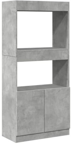 vidaXL Highboard, Sideboard mit Stauraum, Kommode Schrank für Wohnzimmer Büro Schlafzimmer, Anrichte Beistellschrank Bücherschrank, Betongrau Holzwerkstoff