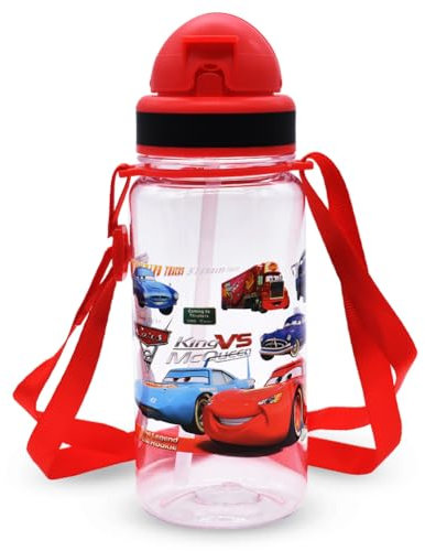 FCXVXCL Mcqueen Kids Water Drinking Bottle Straw Water Bottle Childs Water bottle Toddler Drinks Bottle Flip Top Water Bottle Kids Reusable Water Bottle for School Sport Travel Drink Bottle 500ml