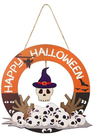 Panneau suspendu en bois d'Halloween, panneau de porte de bienvenue d'Halloween – Panneau de porte en bois d'Halloween, décoration de porte d'Halloween en bois, décoration murale de bienvenue en forme