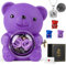 Cute Bear Teddy Preserved Rose Gift Box, Romantic Rose Flower Bear Teddy Necklace, Eternal Forever Rose Bear Gift Weddings Anniversary Christmas Birthday Bridal Shower Gift for Girlfriend Her, Purple
