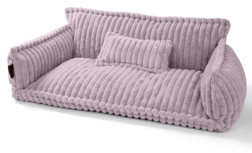 noviclass® Haustiersofa Chaffar | Katzensofa Hundesofa | Orthopädische Matratze | Moderner Stil | Cord-Design Größen (Zartrosa, XL (120cm))