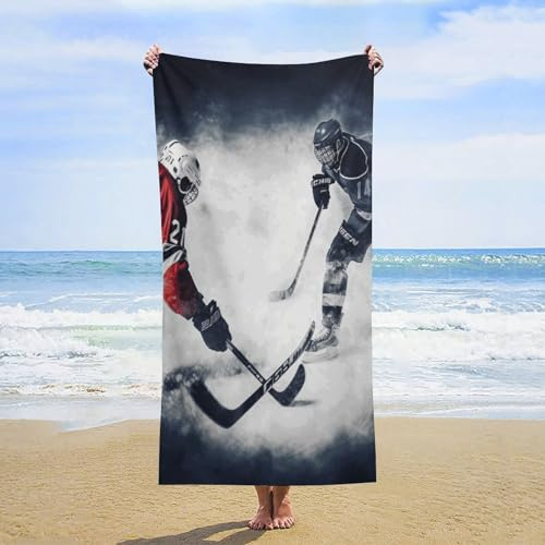 LYDSKGEQ Strandtuch, 160 x 80 cm, sanddicht, für Pool, Eishockey, Kunst, Badetücher, übergroß, saugfähig, Mikrofaser, Badetücher, weiche Stranddecke, schnell trocknendes Handtuch für Reisen, Camping