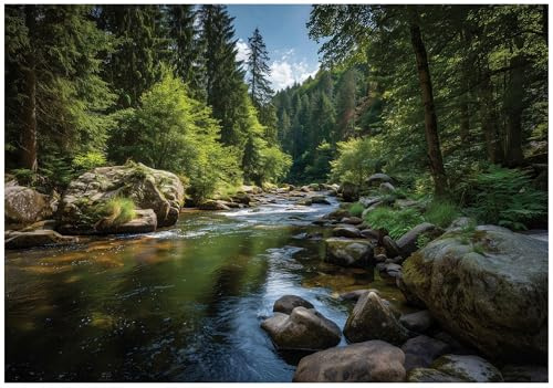 WallArena Vlies Fototapete, Wald, 350x250cm | Fototapeten - Tapeten - für Wohnzimmer Schlafzimmer - Vliestapete Wandtapete Tapete 3D Effekt- inkl. Kleister