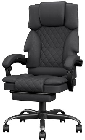 Submi Silla de Oficina Ergonómica con Reposapiés de Tela, Silla Escritorio de Altura Regulable Silla de Escritorio, Silla Oficina para Oficina en Casa con Respaldo Ajustable, Silla Gaming, Gris Oscuro