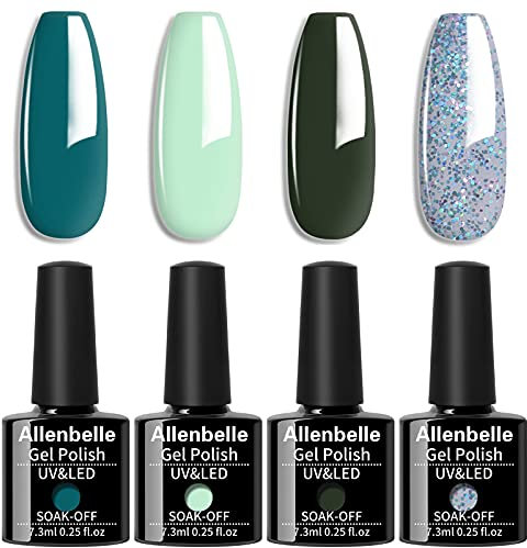 Allenbelle UV Nagellack Set 4 Farben,Gel Nagellack Geschenkset,Shellac Set Uv Gel Nail Art,Soak Off UV LED Gel Nagellack (CS-015)