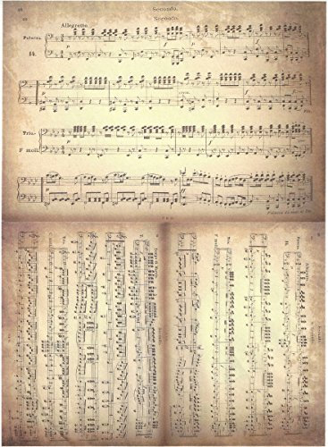 Zita's Creative Reispapier A4 - Noten. Motiv-Strohseide, Strohseidenpapier, Decoupage Papier