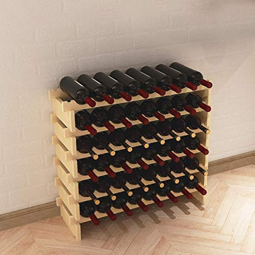 DlandHome Weinregal für 48 Flaschen 90 x 30 x 81 cm Flaschen Modular Halterung für Flaschen, aus massivem Kiefernholz