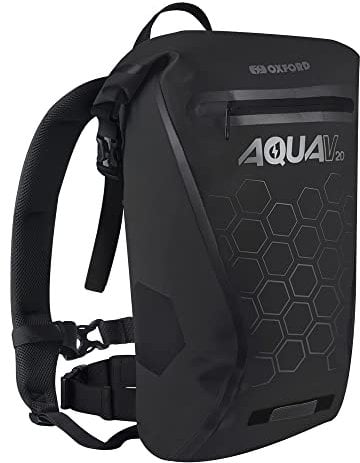 Oxford Aqua V20 Backpack - 20 Litre Reflective Waterproof Motorcycle Backpack, Black, One Size, OL695