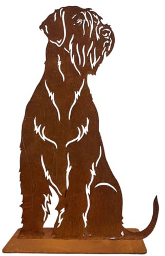 Terma Stahldesign Rost Hund Riesenschnauzer Lebensgroß Handmade Germany Tolle Gartendeko aus Metall Figur Geschenk Rostfigur Garten Gartenfigur Hundegrab