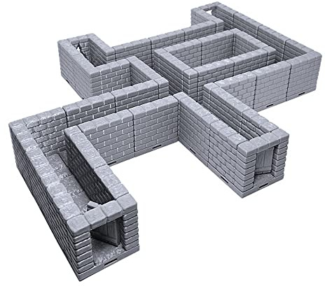 EnderToys Carreaux de donjon verrouillables – Halls & Passages, table imprimée 3D à peindre pour jeux de rôle et terrains de jeu pour figurines de 28 mm