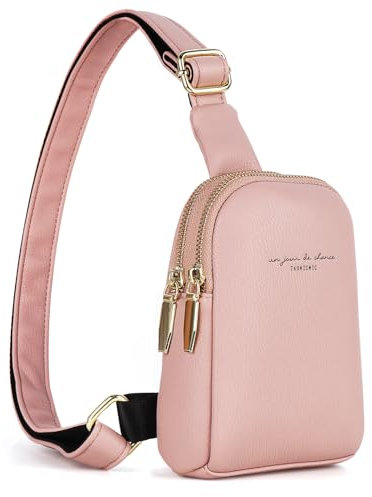 Aeeque Sling Bag Brusttasche, Crossbody Umhängetasche Damen Leder,Schultertasche Schulterrucksack Geldbörse Unisex für Outdoorsport/Reisen/Einkaufen mit 1x Schlüsselanhänger Panda - Rosa