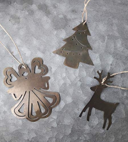 Weihnachtsdeko Anhänger Set Engel Rentier Tanne Metall