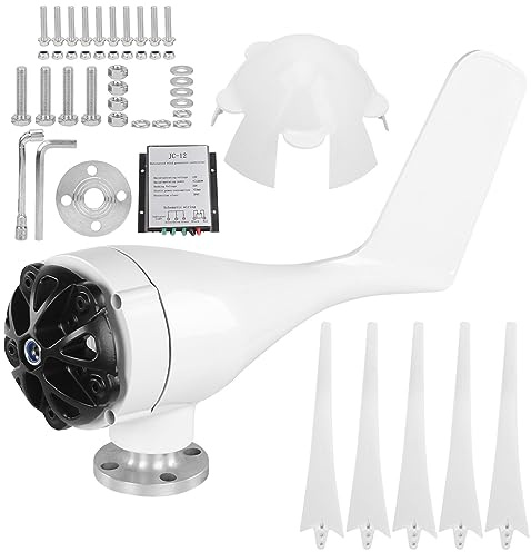 Windkraftanlagengenerator, 1600W 5-Blatt-Windturbine für Industrielle Energieanlagen, 12V, Weiß, Permanentmagnet-Generator mit Niedriger Startgeschwindigkeit für Marine, Heim und Garten