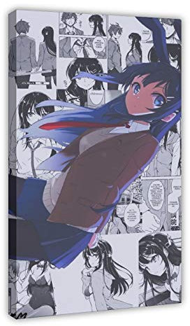 Comic-Poster Seishun Buta Yaro Serie Sakurajima Mai 32 Leinwand-Poster, Wandkunst, Deko, Bild, Gemälde für Wohnzimmer, Schlafzimmer, Dekoration, 60 x 90 cm, Rahmen