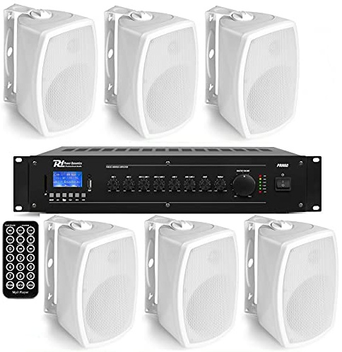 KIT AUDIO FILODIFFUSIONE BLUETOOTH+TELECOMANDO+ 6 CASSE PER ESTERNI IMPERMEABILI
