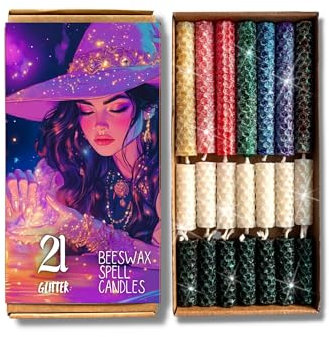 21 Glitzer-Bienenwachs-Zauberkerzen-Set