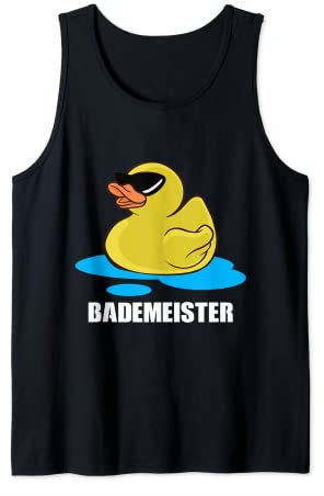Lustige Gelbe Badeente Quietscheente Schwimmen Bademeister Tank Top