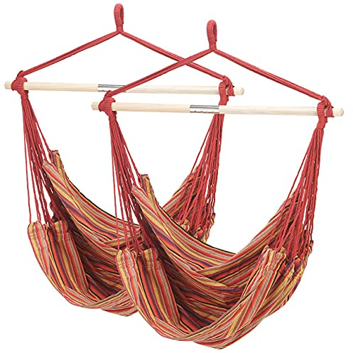 Semptec Urban Survival Technology Sitz-Hängematten: 2er Pack Hängesessel mit Querstrebe, belastbar bis 120 kg, 100x130 cm (Nestschaukel, Sitzschaukeln, Füße)