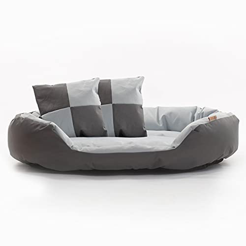 ESTEXO Hundebett Hundekissen Hundekorb Haustierbett Katze Matte Hundesofa Anti-Rutsch Grau/Hellgrau 85x70x20 cm