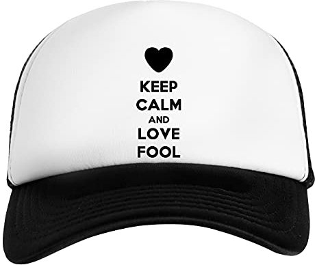 Keep Calm and Love Fool Weiß Schwarz Unisex Kinder Baseball Cap Kids White Black