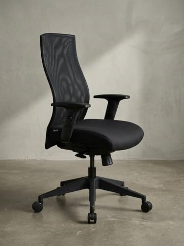 KADIMA DESIGN Bürostuhl Parma: Netzrückenlehne, 3-Punkt Synchronmechanik, Nylon-Fußkreuz, 120 kg Belastbarkeit, Teppichbodenrollen, Farbe: Schwarz