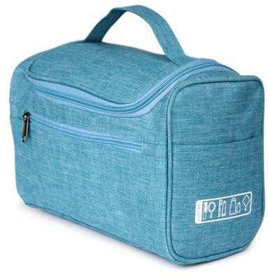 KINSTON - Vanity Trousse de Toilette Cosmétiques avec poignée, Organisateur de Voyage à Suspendre Grande capacité - Bleu Clair