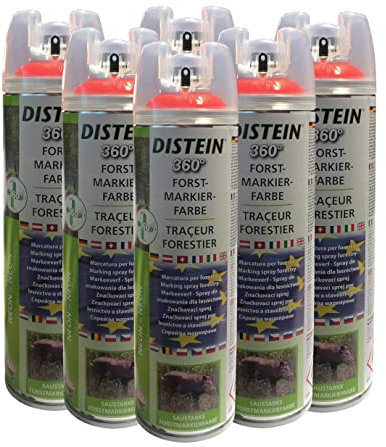 Distein 6 X spray per marcatura, colore ergonomico 360°, rosso fluo