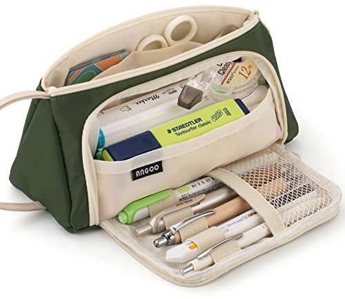 EASTHILL Federmäppchen mit großer Kapazität, hohe große Aufbewahrungstasche, Marker, Stifteetui, einfache Schreibwaren-Tasche, Schule, Uni, Büro, Organizer für Teenager, Mädchen, Tiefgrün