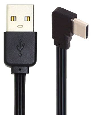 cablecc USB 2.0 tipo A macho a USB-C tipo C izquierdo y derecho en ángulo de 90 grados, cable FPC plano delgado para FPV, disco y teléfono, 13 cm