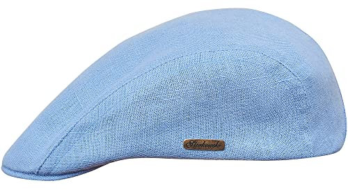 Sterkowski Gecko Schiebermütze Sommer | 100% Leinen Mütze Herren Und Damen | Italienische Peaky Style Lässige Retro Gentleman Gatsby Flatcap Sonnenhut Trendmütze Golf Cap Hellblau 59