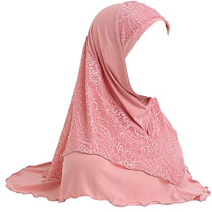 JDYaoYing Muslimischer Hijab-Kopfschal für Damen, Spitze, islamischer Turban-Schal, Schal, rose, Einheitsgröße