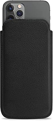 WIIUKA Hülle für iPhone 14 Pro Max / 14 Plus, Lederhülle extra Dünn, Premium Leder, Design Handyhülle Pouch Tasche Schwarz