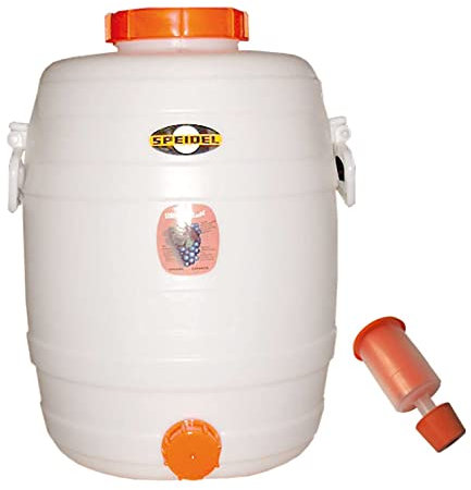 Lebensmittelechtes Getränkefass Mostfass Gärfass Fischer (30 Liter rund mit Gärspund)