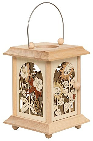 Tischlaterne Laterne Holzlaterne - Original Erzgebirge * viele Verschiedene Motive wählbar * (Sommerblumen)