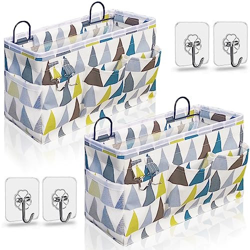 Kanrichu 2pcs Large Wall Hanging Organizer Bag, Linen Fabric Door Hanging Storage Baskets with Pockets, Waterproof Bin for Kitchen, Bedroom, Office, RV Camper (Colors)