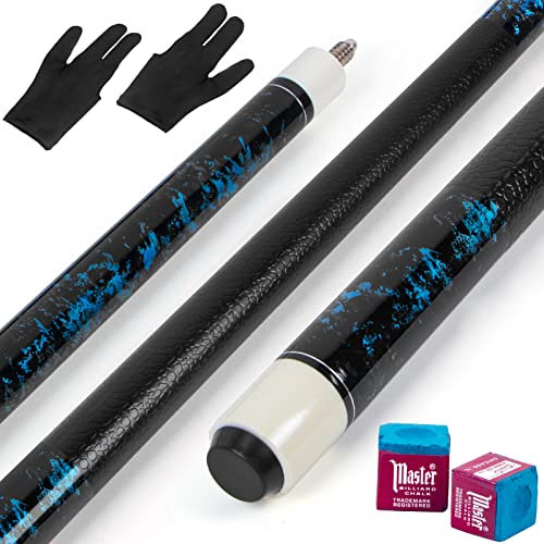 LOTKEY Pool Queue 4-teiliges Set – Kanadischer Ahorn Profi Pool Queue, 58 Zoll Pool Queue, 18 Unzen Queue, Kommt mit 2 Billardkreiden, Pool Queue für Erwachsene, Langlebig, Geeignet für Poolspieler