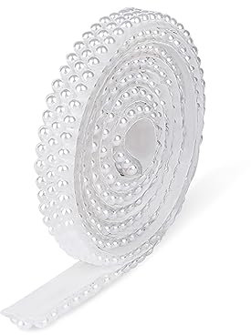 Multivalue Selbstklebende Perlenbänder, Strass Aufkleber Diamant Kristall Perle Aufkleber Rolle Flache Perle für Handwerk Telefon Spiegel Fotorahmen DIY Hochzeit Party Dekoration Glitzerband (10mm)