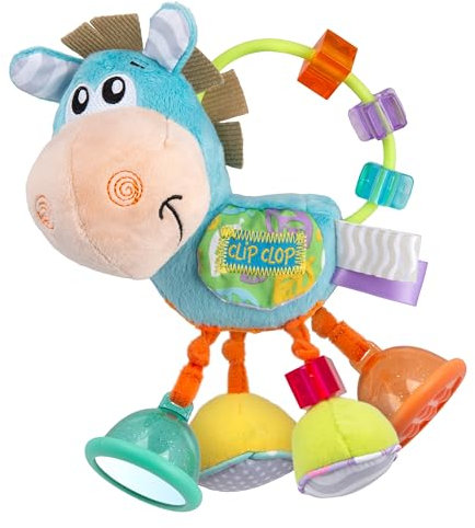 Playgro Clip Clop Activity Rattle, Sonajero de Actividad, Peluche Suave para Bebés, desde 3 Meses, Sonajeros y Mordedores, Juguete Sensorial No Tóxico, Sonajero de Peluche