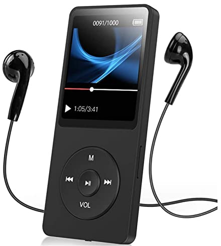 MP3-Player mit Bluetooth 5.0, HiFi-Musik-MP3-Player mit Sprachaufzeichnung für Sport, Laufen, Gehen, UKW-Radio, E-Book, Videowiedergabe, Geschenke für Studenten (Ohne